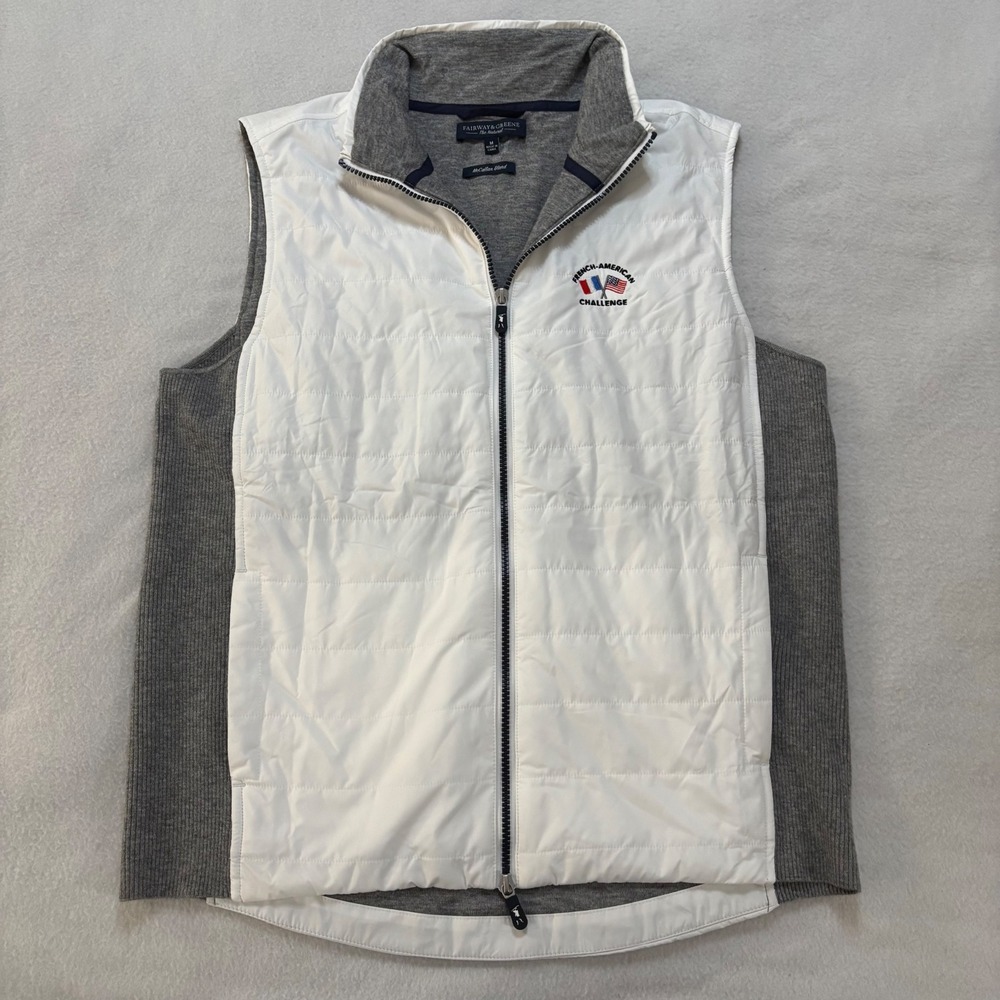 Fairway & Greene Vest White Grey M Men's McCallan Blend Quilted Golf